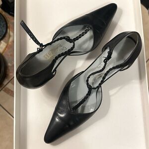 Salvatore Ferragamo Black Leather Heels